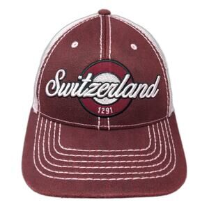 Essencial Caps Baseball Cap Red OSFM Switzerland 1291 Mesh Slideback White Hat
